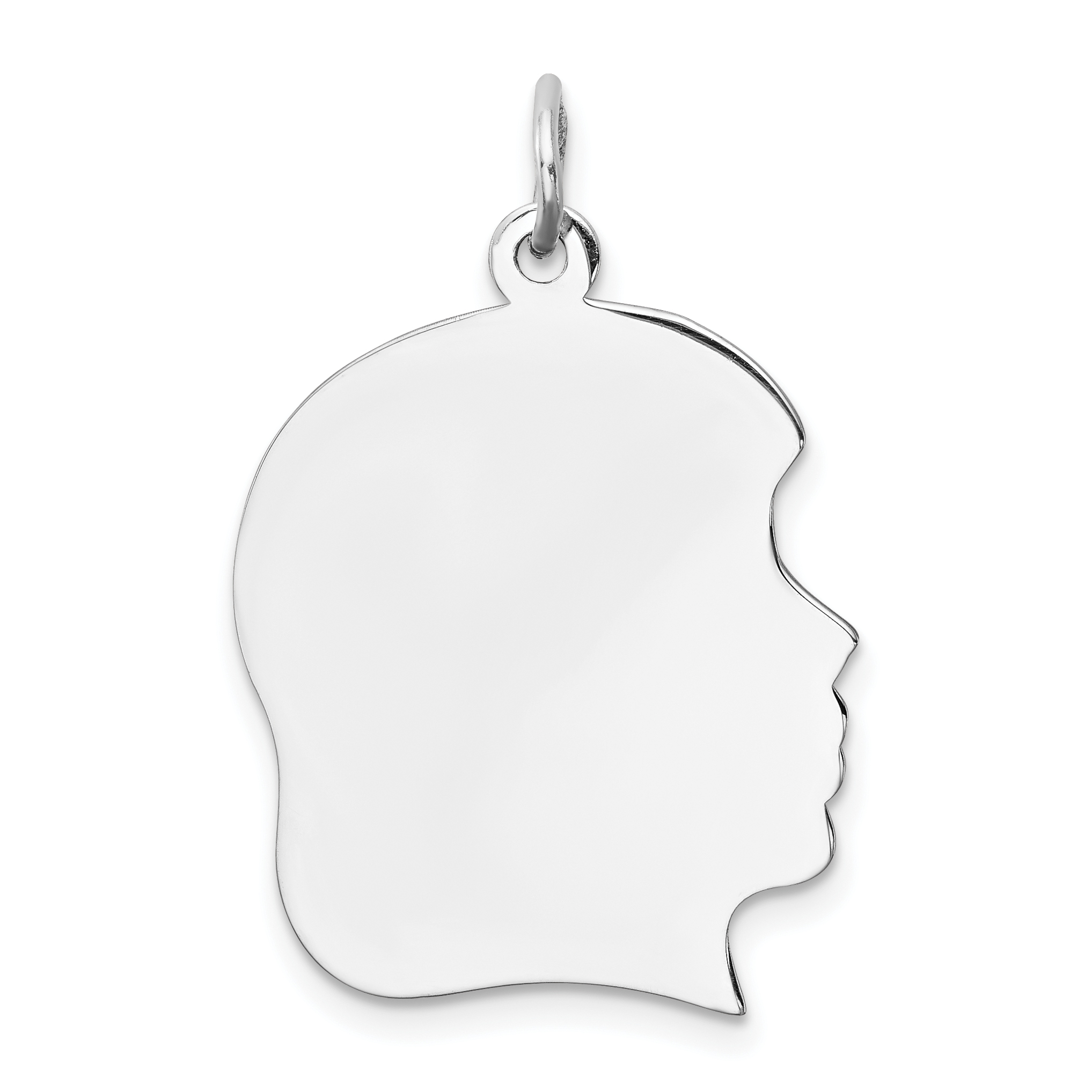 Sterling Silver Rh-plt Engraveable Girl Disc Charm Polish on Front/Back (QM365/18P)