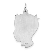 SSilver Rh-plt Engravable Boy Polished Front Satin Back Disc Charm view 4