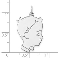 SSilver Rh-plt Engravable Boy Polished Front Satin Back Disc Charm view 3