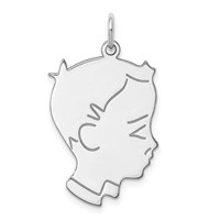 SSilver Rh-plt Engravable Boy Polished Front Satin Back Disc Charm view 1