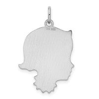 SSilver Rh-plt Engravable Girl Polished Front Satin Back Disc Charm view 4