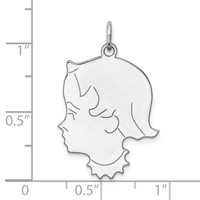 SSilver Rh-plt Engravable Girl Polished Front Satin Back Disc Charm view 3