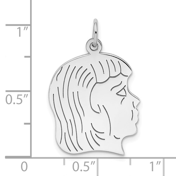 Sterling Silver Engraveable Girl Disc Charm Polish on Front/Back