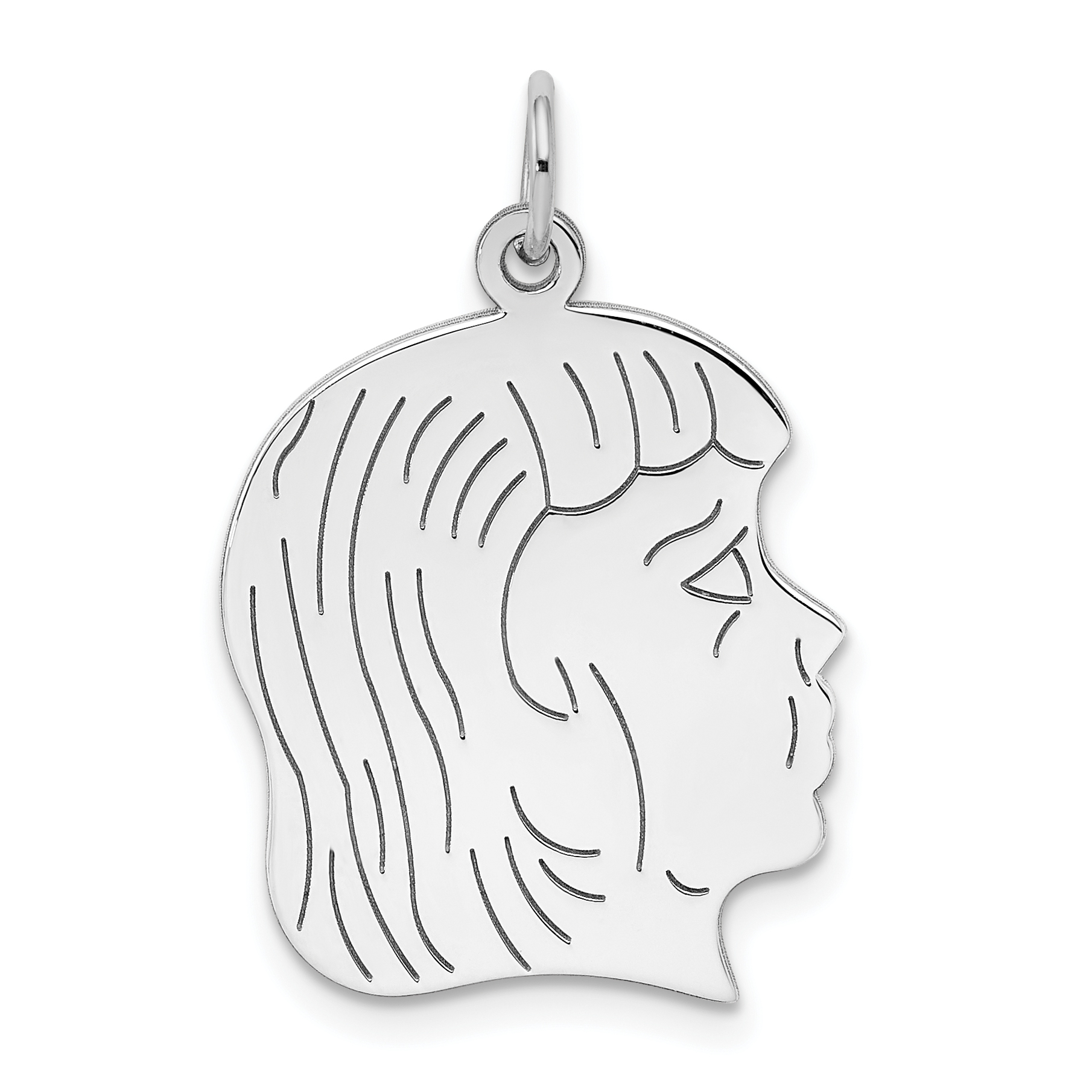 Sterling Silver Rhod-plated ENG. Girl Polished Front/Satin Back Disc Charm (QM368/27)