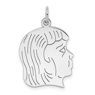 Sterling Silver Engraveable Girl Disc Charm Polish on Front/Back