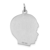 Sterling Silver Rhod-plated Eng. Boy Polished Front Satin Back Disc Charm view 4