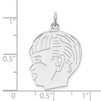 Sterling Silver Rhod-plated Eng. Boy Polished Front Satin Back Disc Charm view 3