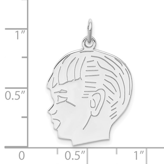 Sterling Silver Engraveable Boy Disc Charm Polish on Front/Back