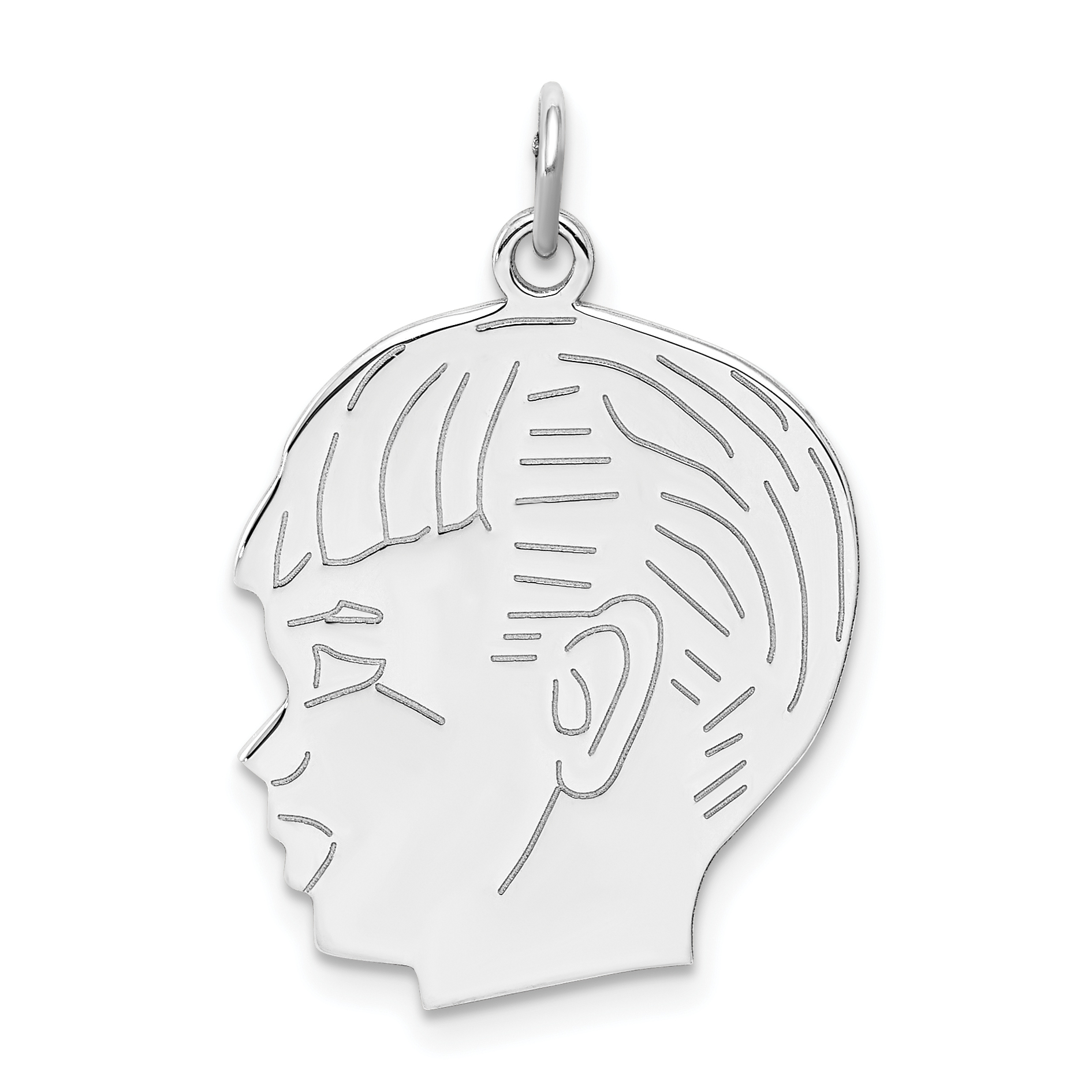 Sterling Silver Rhod-plated ENG. Boy Polished Front/Satin Back Disc Charm (QM369/35)