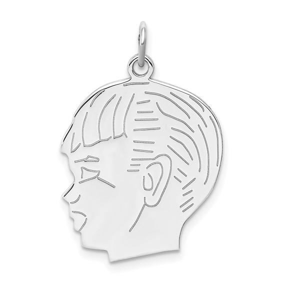 Sterling Silver Engraveable Boy Disc Charm Polish on Front/Back