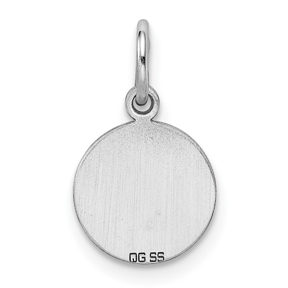 Sterling Silver Rh-plt Engraveable Round Polished Front/Back Disc Charm (QM370/18P)