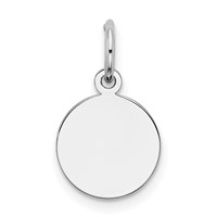 Sterling Silver Rh-plt Engraveable Round Polished Front Back Disc Charm view 1
