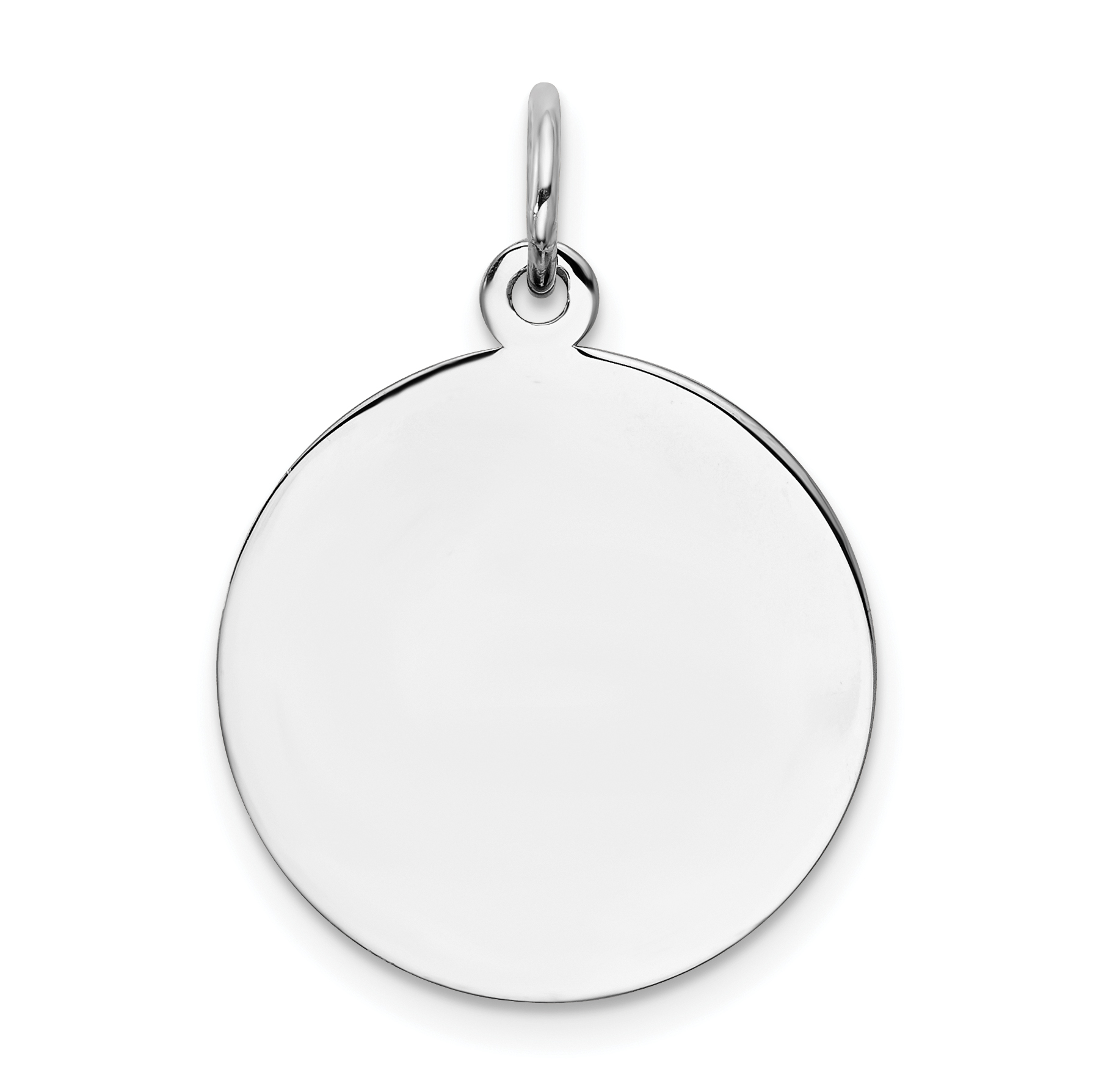 Sterling Silver Rh-plt Engraveable Round Polished Front/Back Disc Charm (QM371/18P)