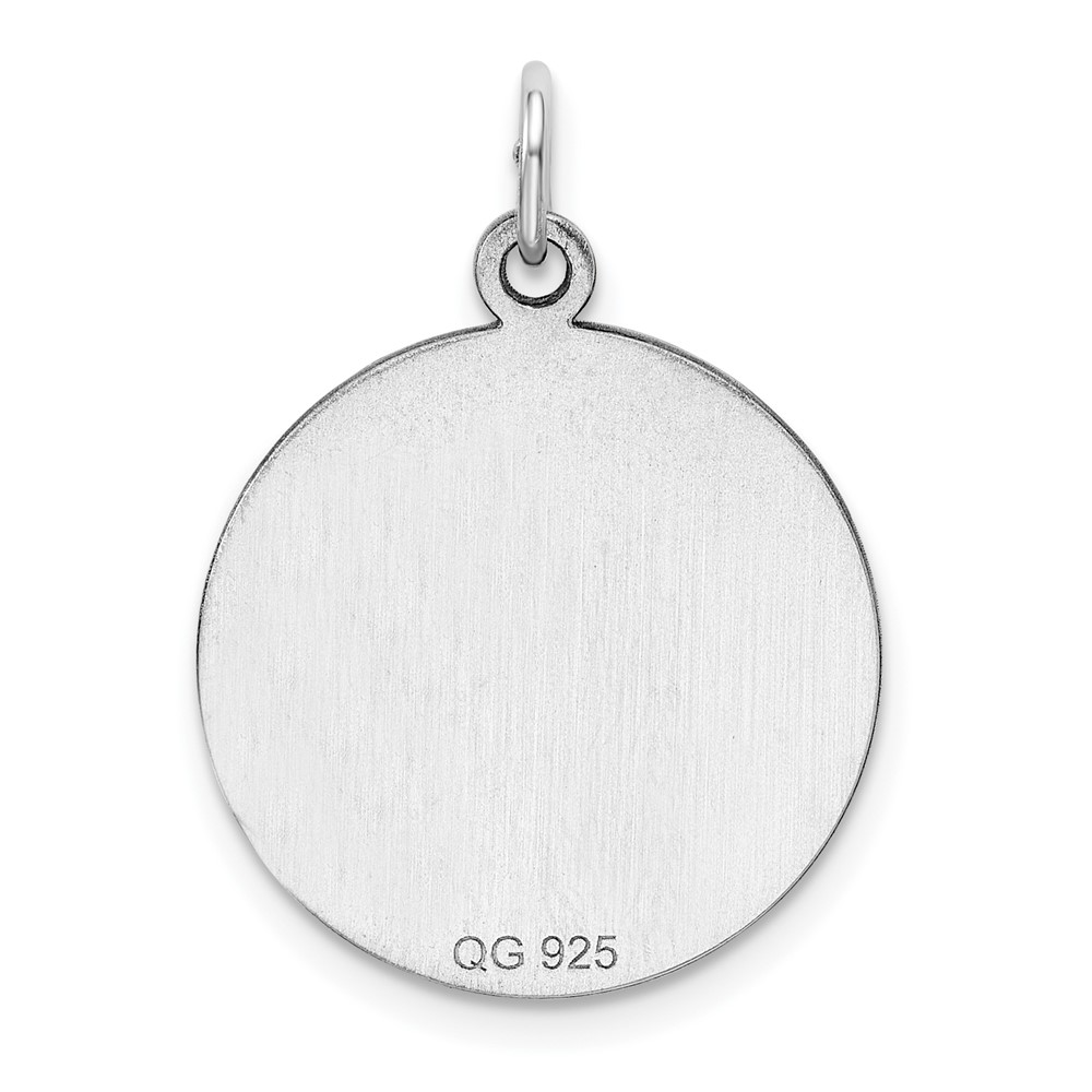 Sterling Silver Rh-plt Engraveable Round Polished Front/Back Disc Charm (QM372/27P)