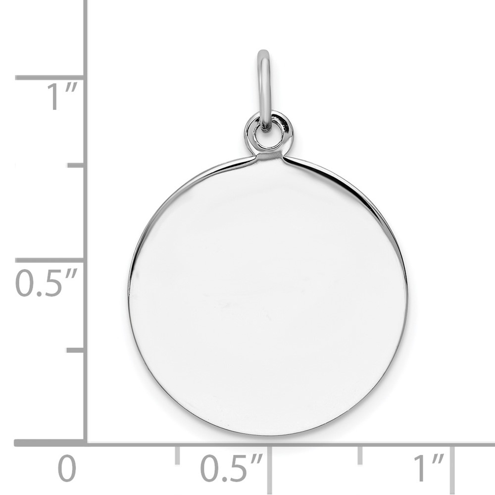 Sterling Silver Rh-plt Engraveable Round Polished Front/Back Disc Charm (QM372/27P)