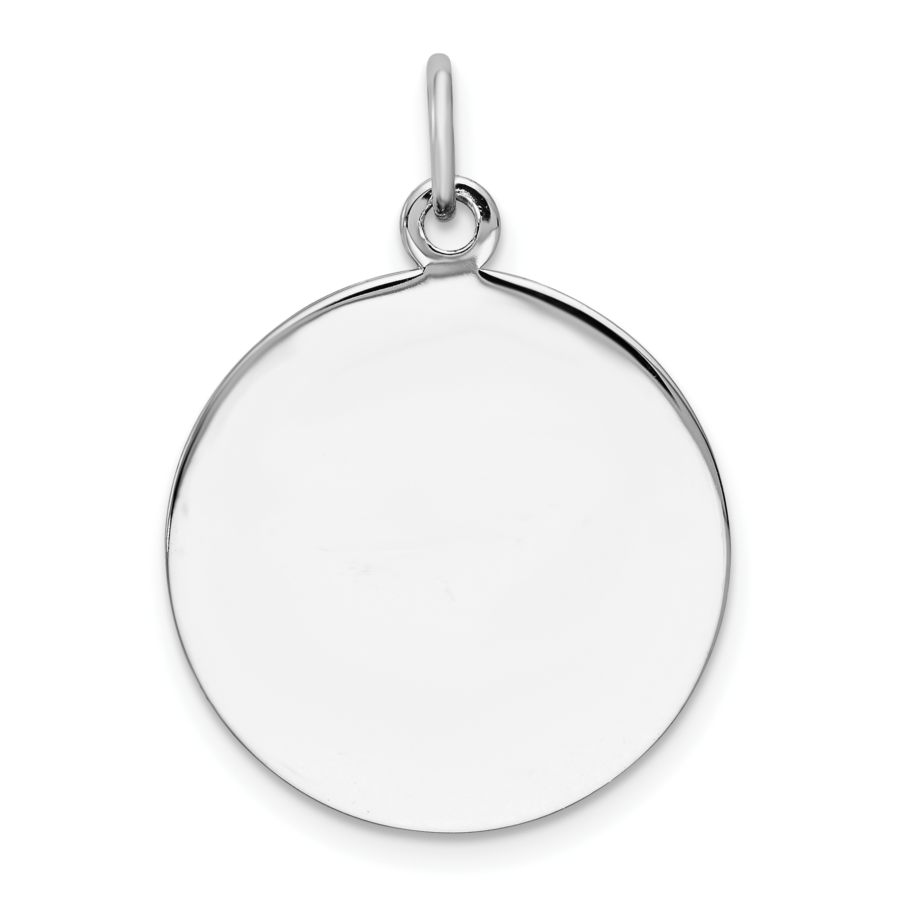 Sterling Silver Rh-plt Engraveable Round Polished Front/Back Disc Charm (QM372/18P)