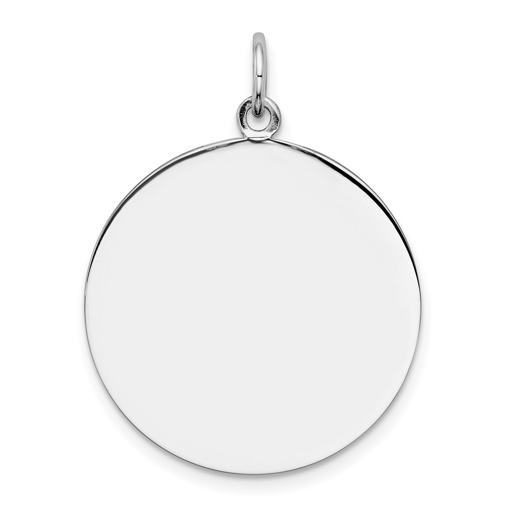 Sterling Silver Rh-plt Engraveable Round Polished Front/Back Disc Charm (QM373/18P)