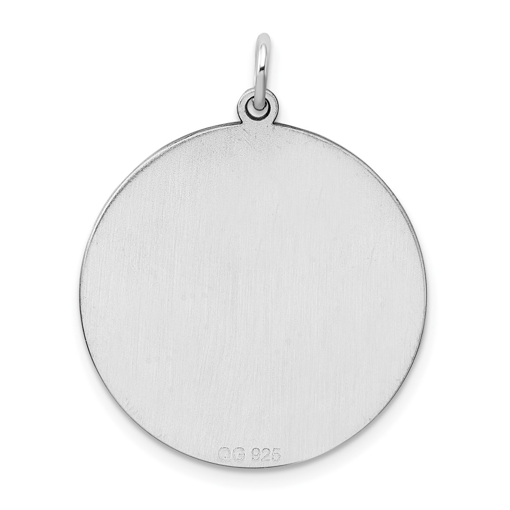Sterling Silver Rhod-plated Eng. Rnd Polish Front/Satin Back Disc Charm (QM374/50)