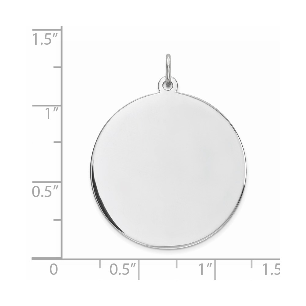 Sterling Silver Rhod-plated Eng. Rnd Polish Front/Satin Back Disc Charm (QM374/50)