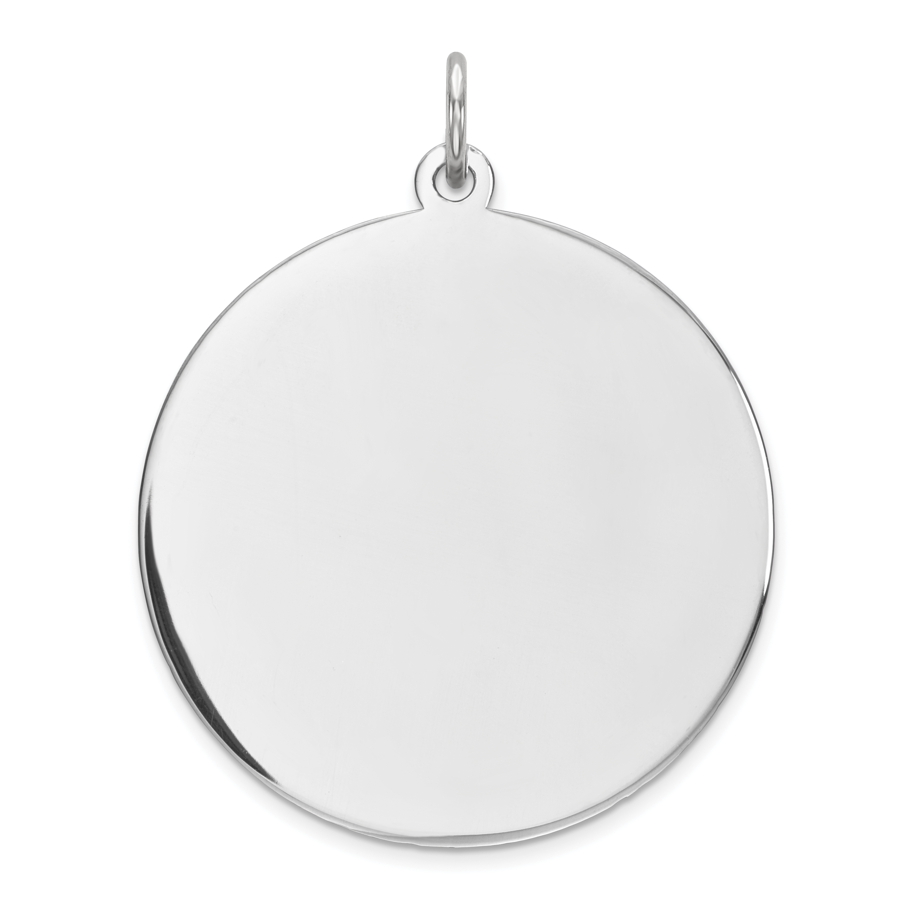 Sterling Silver Rhod-plated Eng. Rnd Polish Front/Satin Back Disc Charm (QM374/18)