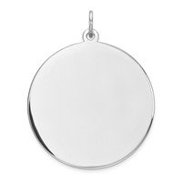 Sterling Silver Rhod-plated Eng. Rnd Polish Front Back Disc Charm view 1