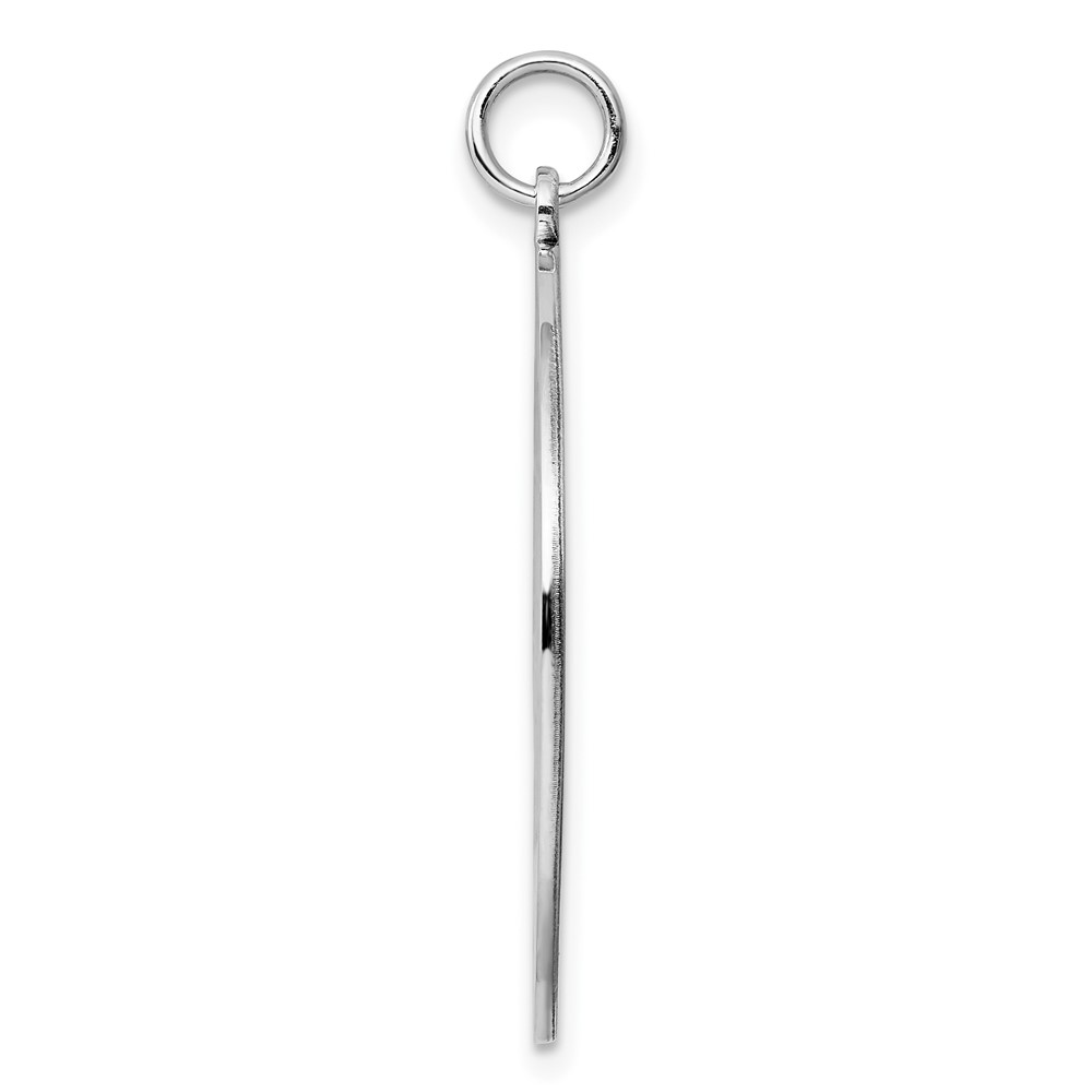 Sterling Silver Rhod-plated Eng. Rnd Polish Front/Satin Back Disc Charm (QM375/27)