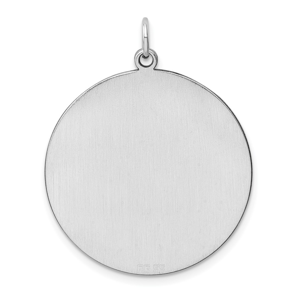 Sterling Silver Rhod-plated Eng. Rnd Polish Front/Satin Back Disc Charm (QM375/27)