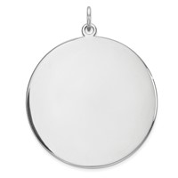 Sterling Silver Rhod-plated Eng. Rnd Polish Front Back Disc Charm view 1