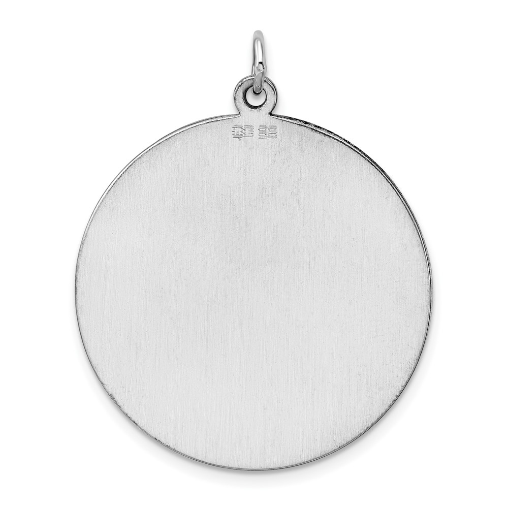 Sterling Silver Rhod-plated Eng. Rnd Polish Front/Back Disc Charm (QM376/35P)