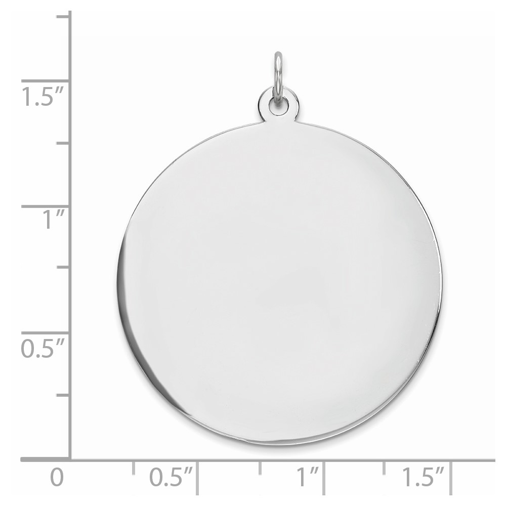 Sterling Silver Rhod-plated Eng. Rnd Polish Front/Back Disc Charm (QM376/35P)