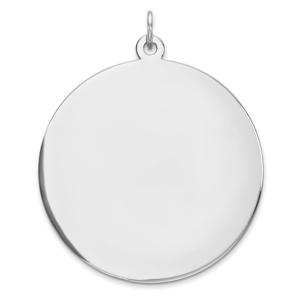 Sterling Silver Rhod-plated Eng. Rnd Polish Front/Satin Back Disc Charm (QM376/35)