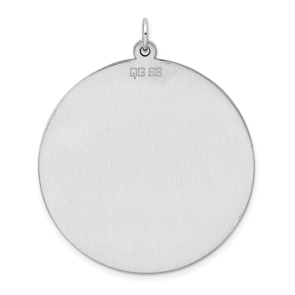 Sterling Silver Rhod-plated Eng. Rnd Polish Front/Back Disc Charm (QM377/35P)