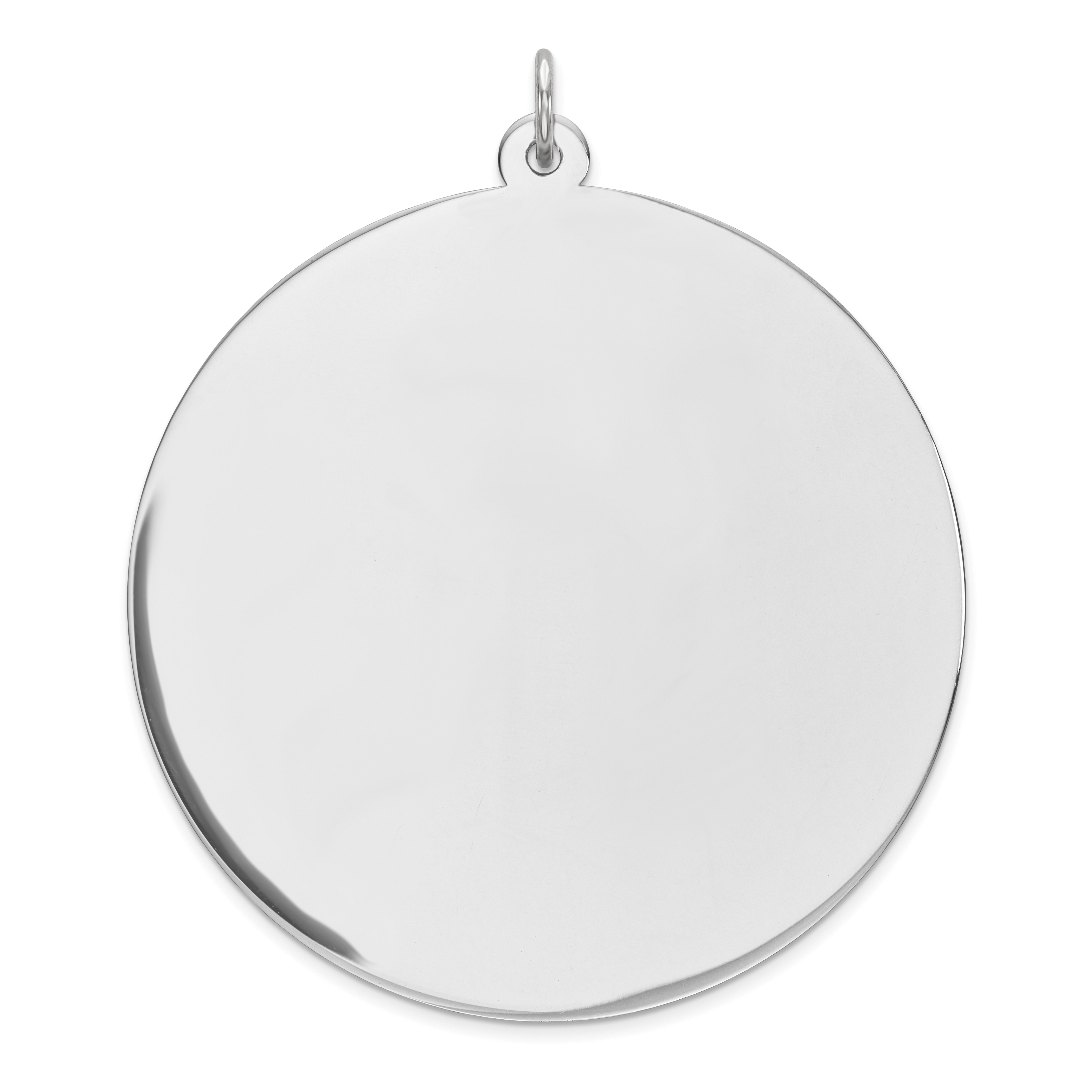 Sterling Silver Rhod-plated Eng. Rnd Polish Front/Satin Back Disc Charm (QM377/27)