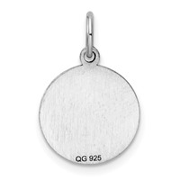 Sterling Silver Rhod-plated Eng. Rnd Polish Front Back Disc Charm view 4