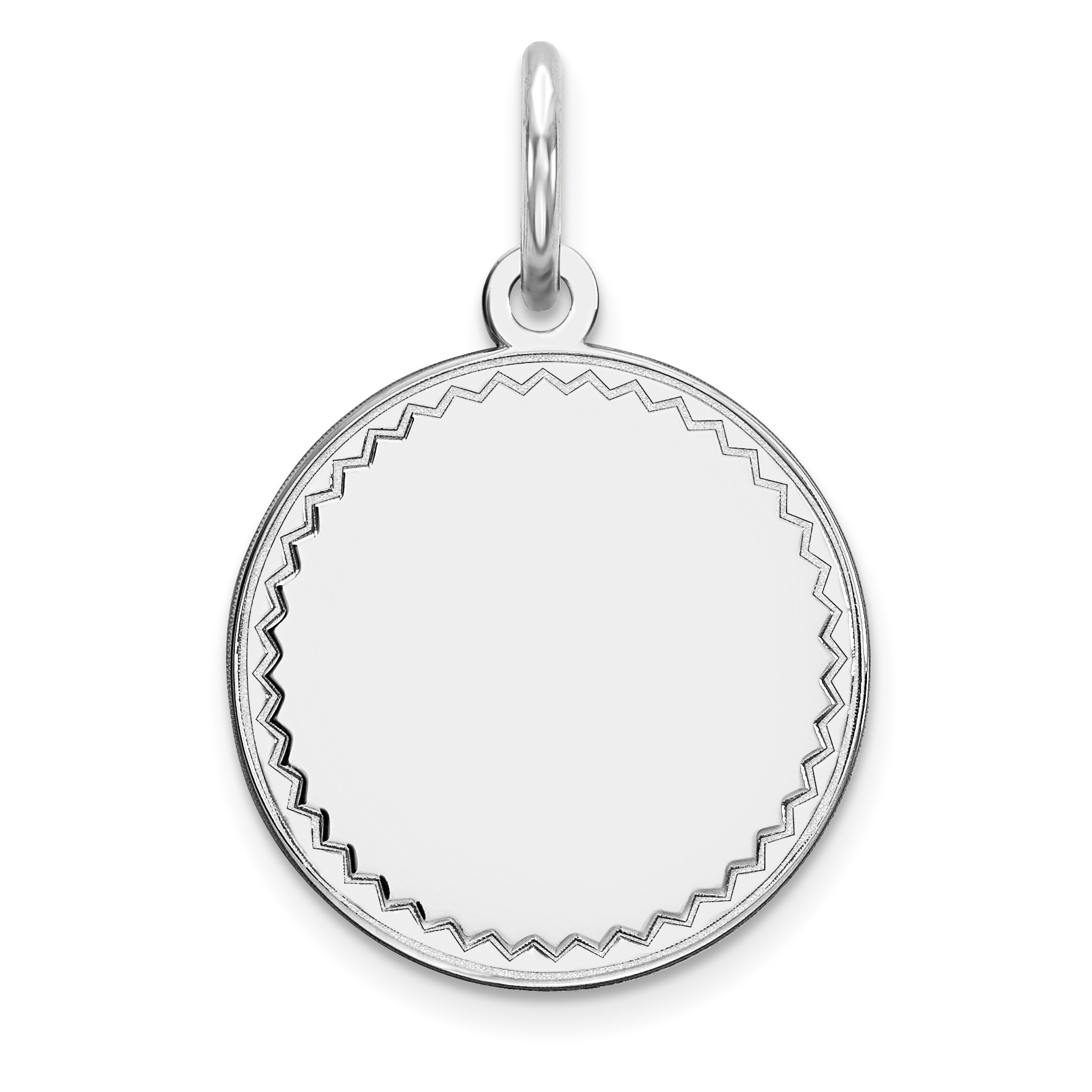 Sterling Silver Rhod-plated Eng. Rnd Polish Front/Satin Back Disc Charm (QM378/18)
