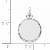 Sterling Silver Rhod-plated Eng. Rnd Polish Front Back Disc Charm view 3