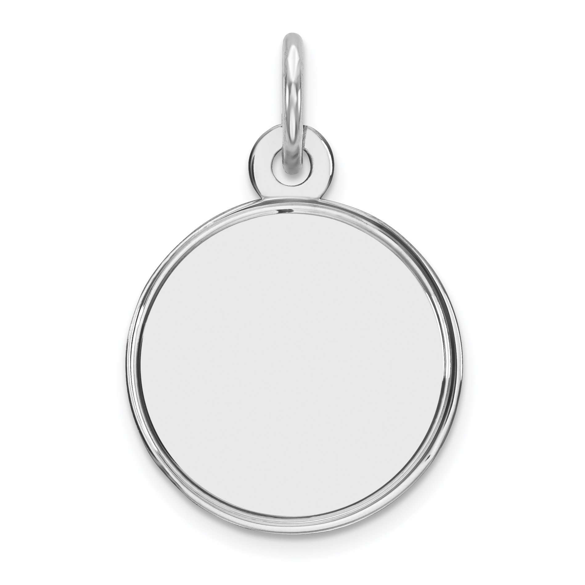 Sterling Silver Rhod-plated Eng. Rnd Polish Front/Back Disc Charm (QM379/18P)