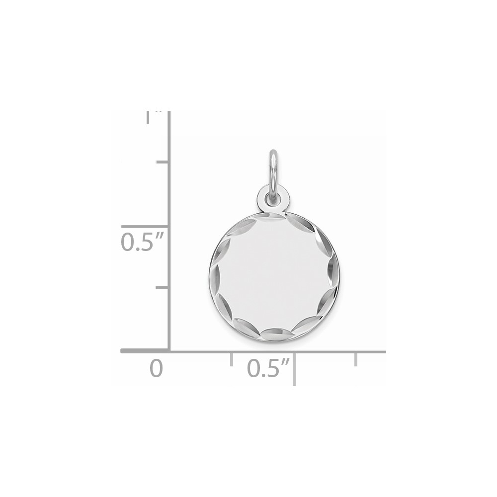 Sterling Silver Rhod-plated Eng. Rnd Polish Front/Satin Back Disc Charm (QM380/18)