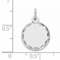 Sterling Silver Rhod-plated Eng. Rnd Polish Front Satin Back Disc Charm view 2