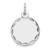Sterling Silver Rhod-plated Eng. Rnd Polish Front Satin Back Disc Charm view 1