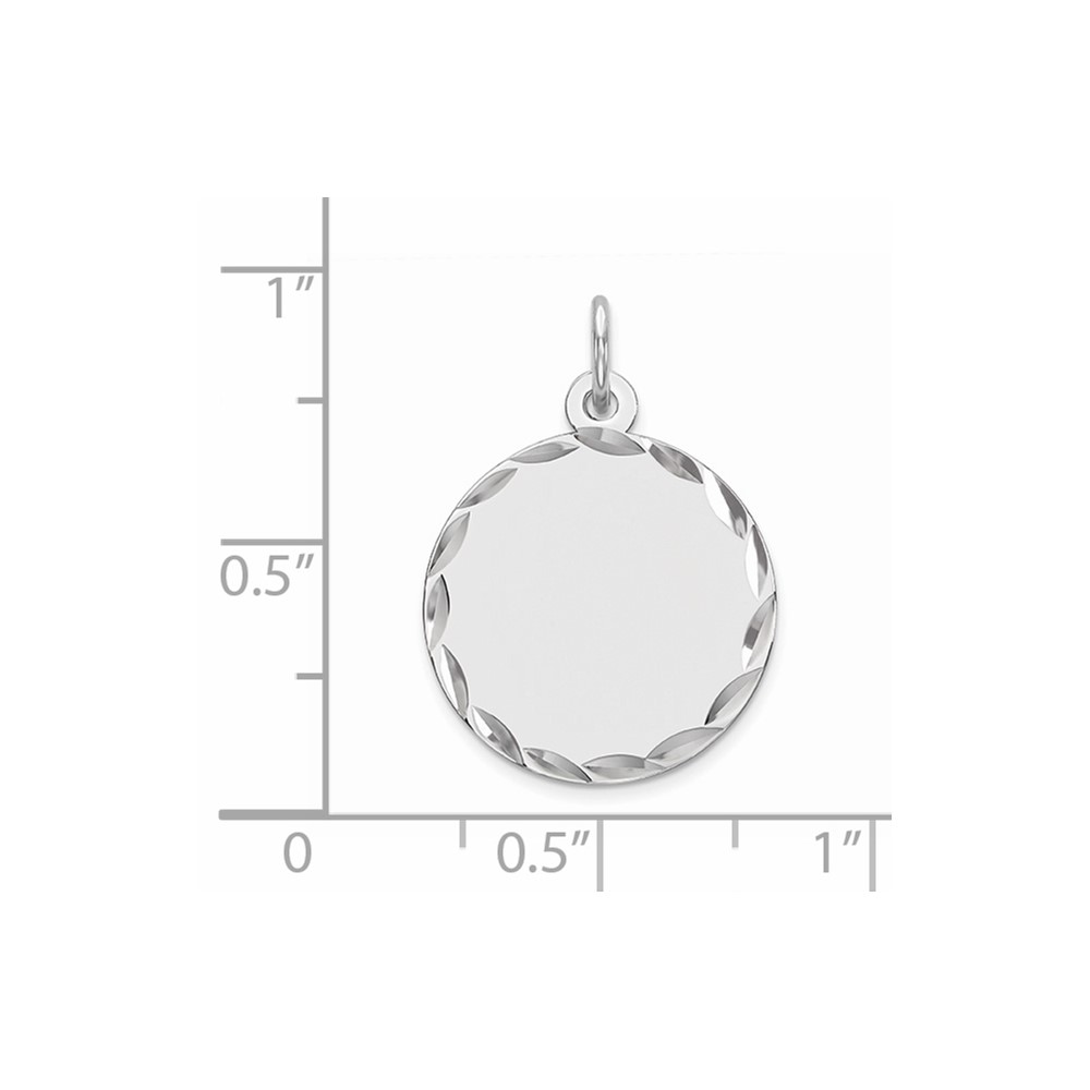 Sterling Silver Rhod-plated Eng. Rnd Polish Front/Satin Back Disc Charm (QM381/18)