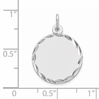 Sterling Silver Rhod-plated Eng. Rnd Polish Front Satin Back Disc Charm view 2