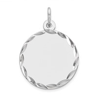 Sterling Silver Rhod-plated Eng. Rnd Polish Front Satin Back Disc Charm view 1