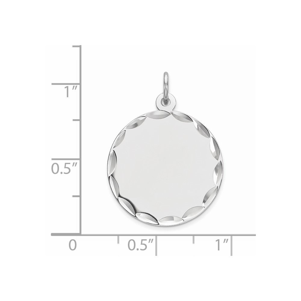 Sterling Silver Rhod-plated Eng. Rnd Polish Front/Satin Back Disc Charm (QM382/50)