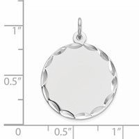 Sterling Silver Rhod-plated Eng. Rnd Polish Front Satin Back Disc Charm view 2
