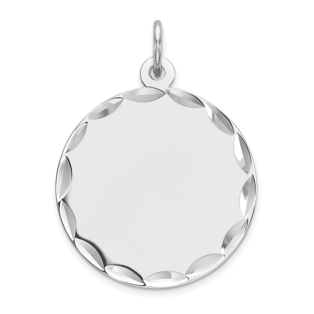 Sterling Silver Rhod-plated Eng. Rnd Polish Front/Satin Back Disc Charm (QM382/27)