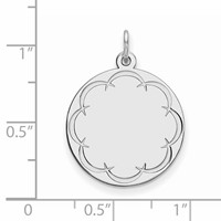 Sterling Silver Rhod-plated Eng. Rnd Polish Front Satin Back Disc Charm view 2