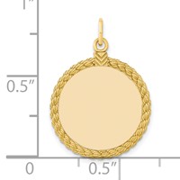 SS Gold Plate Engraveable Round with Rope Polished Front Satin Back Disc view 4