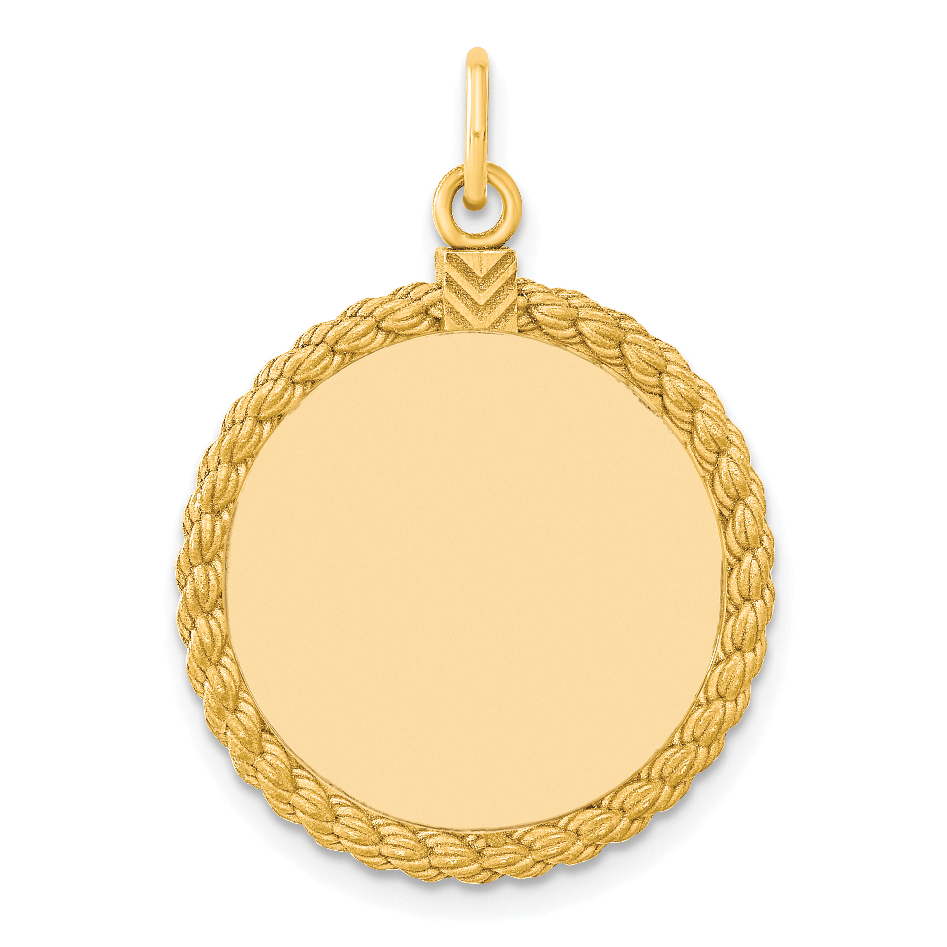 SS Gold Plate Engraveable Round with Rope Polished Front/Satin Back Disc (QM385G/18)