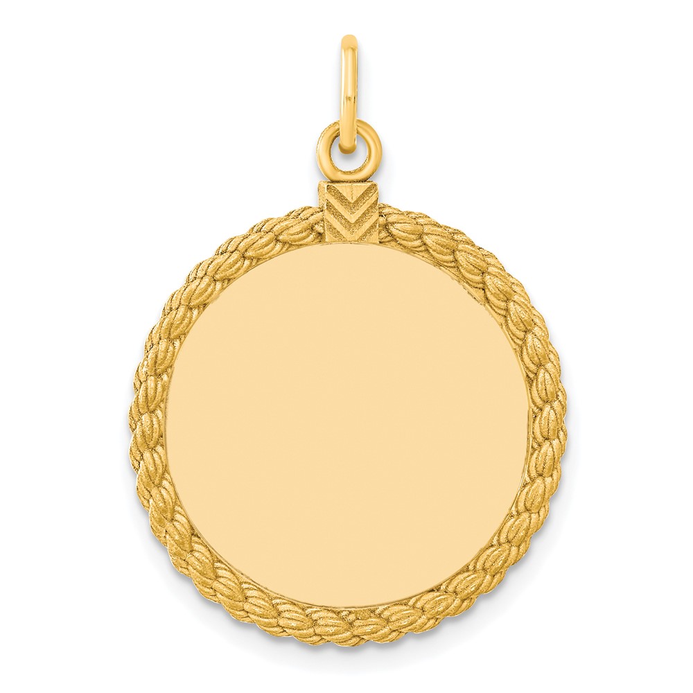 SS Gold Plate Engraveable Round with Rope Polished Front/Satin Back Disc (QM385G/18)